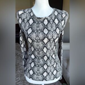 Sunday in Brooklyn XS Snakeskin Print Long Sleeve Top With Puff Sleeve